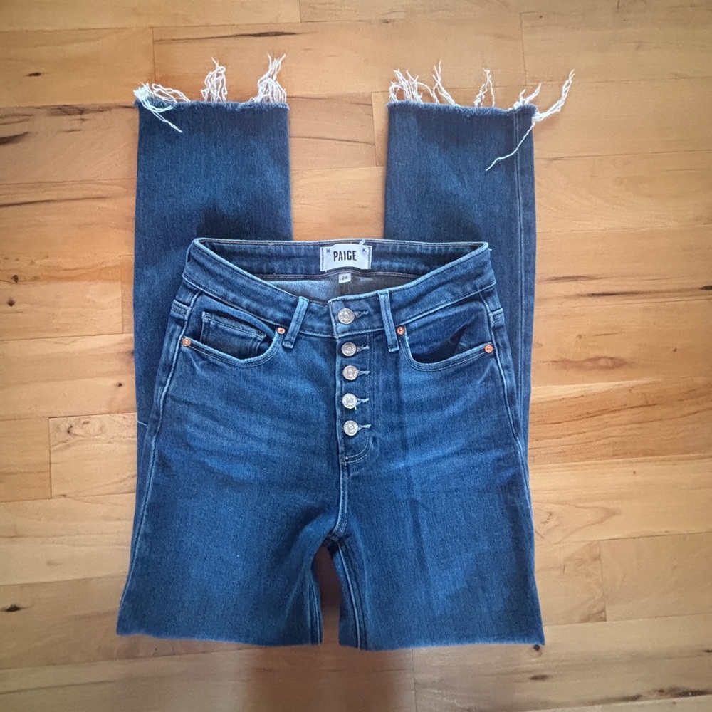 PAIGE Distressed Hem Denim Jeans